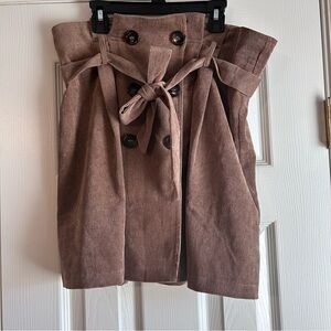 Altar’d State Brown Corduroy Pleated Skirt Size L